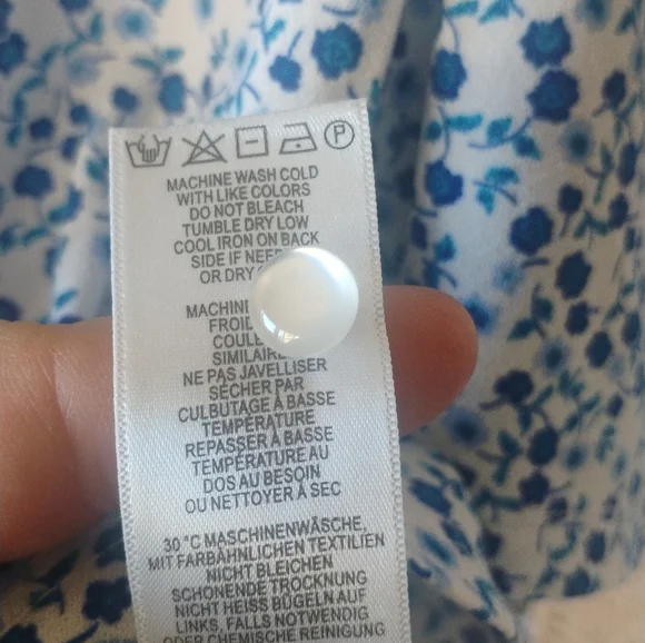 Adrianna Papell  Blue Floral Print Puff Sleeve Blouse SZ L - Picture 5 of 5